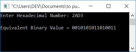 hexadecimal to binary conversion c