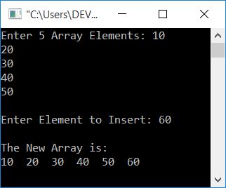 insert element in array c