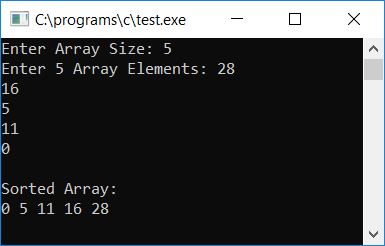 insertion sort in c