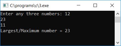 largest of three using ternary operator c