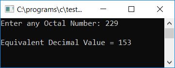 octal to decimal in c