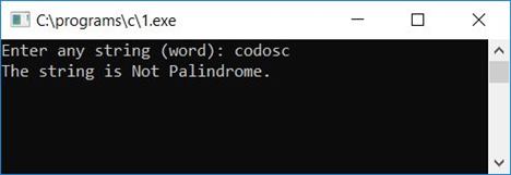 palindrome string c program