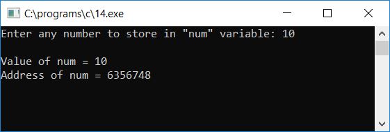 print address of variable c