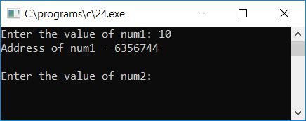 print address of variable using pointer c