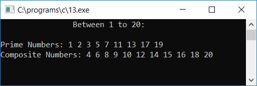 print all prime composite number c