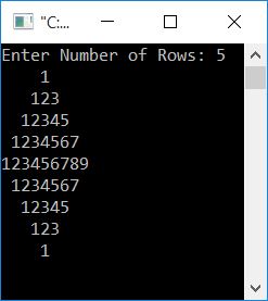 print diamond pattern of numbers c