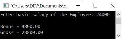 print gross bonus of basic salary c