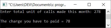 print phone calls charge c program