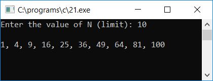 print series in c