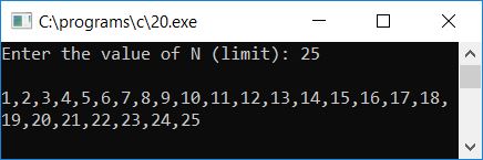 print series upto n term c