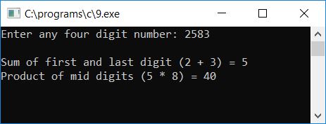 print sum of first last digit c program