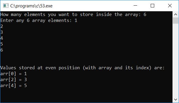 print value at even position c