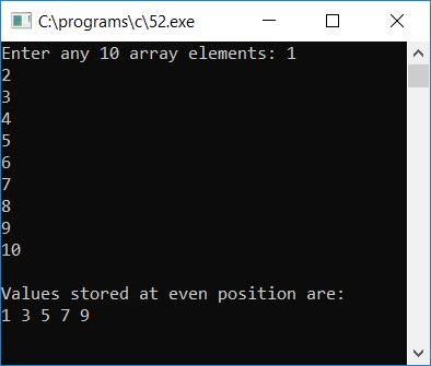 print value stored at even position c