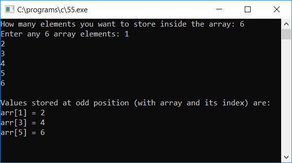 print value stored at odd position c