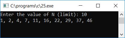 printing series in c language