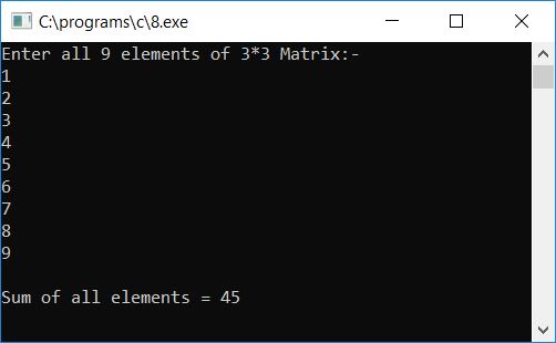 sum of elements in matrix c