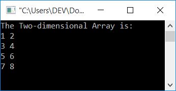 two dimensional array in c