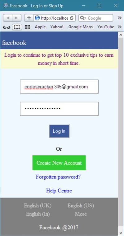 hack facebook account code