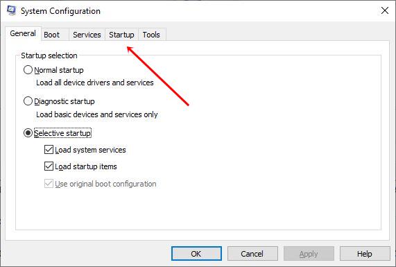 msconfig window windows 10