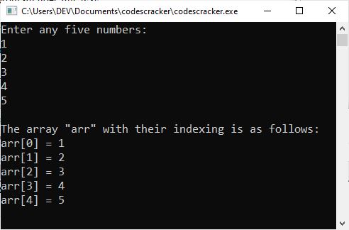 c++ array example program