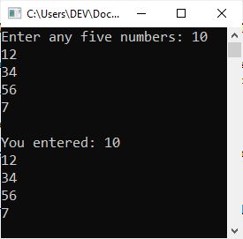 c++ arrays program one