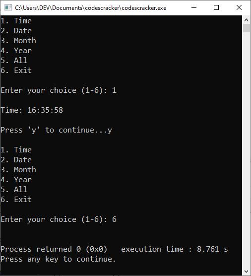 c++ date time example program