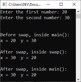 c++ pass structure to function example program