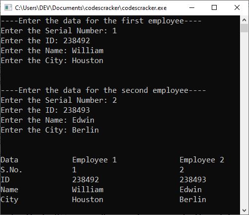 c++ structure example program