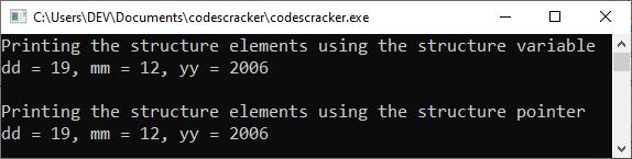 c++ structure pointer example