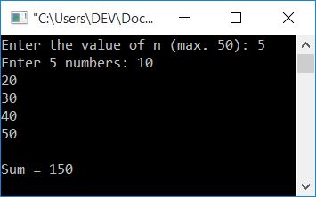 add n numbers using array cpp