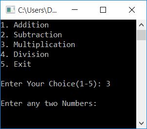 calculator program c++