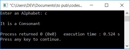 check vowel or consonant c++