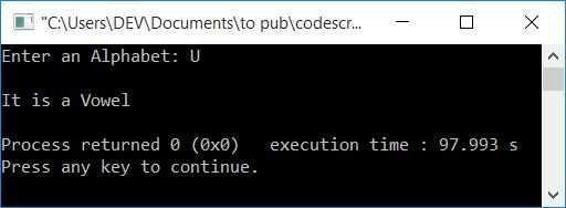 program check vowel c++ programming