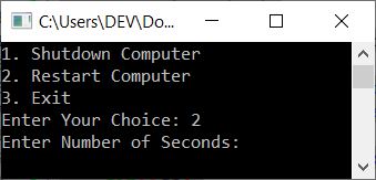code to shutdown restart computer c++