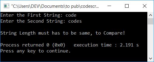 compare two string c++