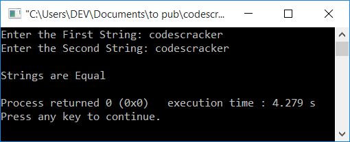 compare two string using strcmp c++