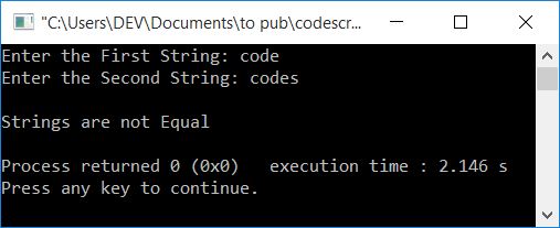 compare two strings in c++