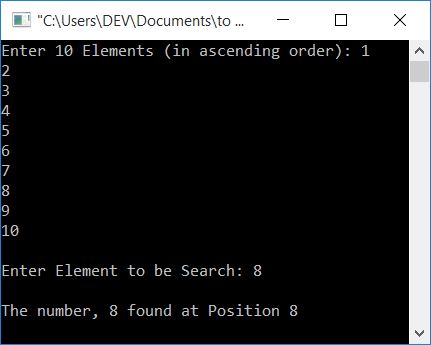 c++ binary search program