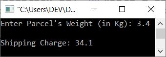 c++ calculate shipping charge based on parcel weight