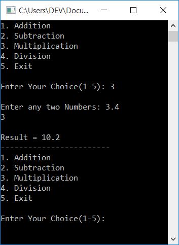 c++ calculator program