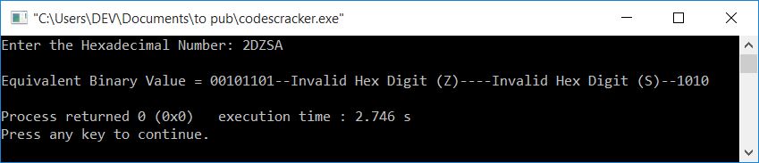 c++ hexadecimal to binary