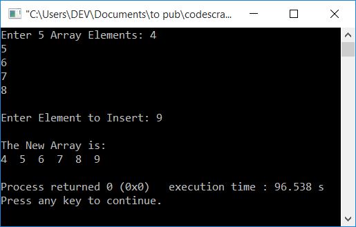 c++ insert element in array