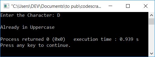 c++ lowercase character to uppercase