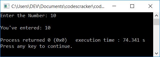 c++ print number entered by user