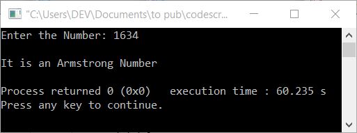 C++ program check Armstrong number