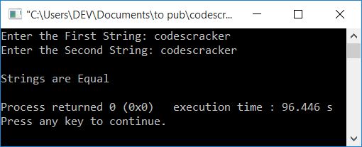 C++ program compare two strings