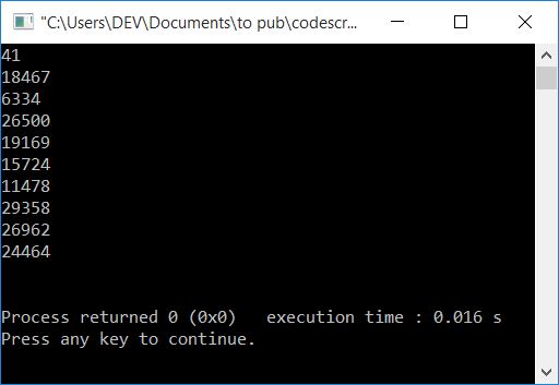 C++ program generate random numbers