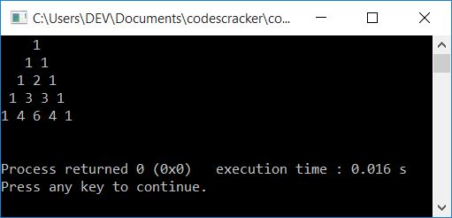 C++ program print pascal triangle