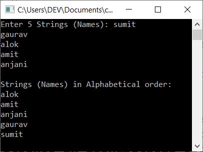 c++ sort names in alphabetical order