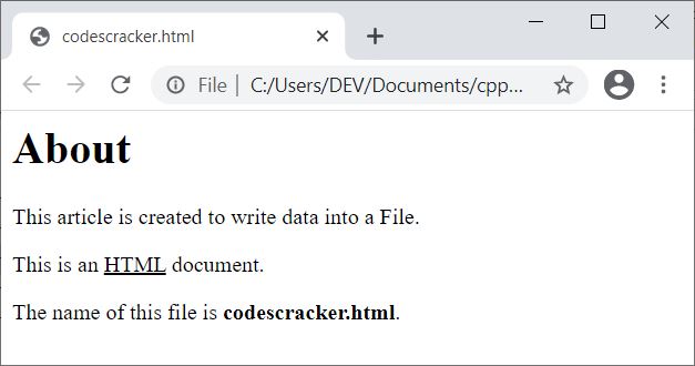 c++ write text data to file